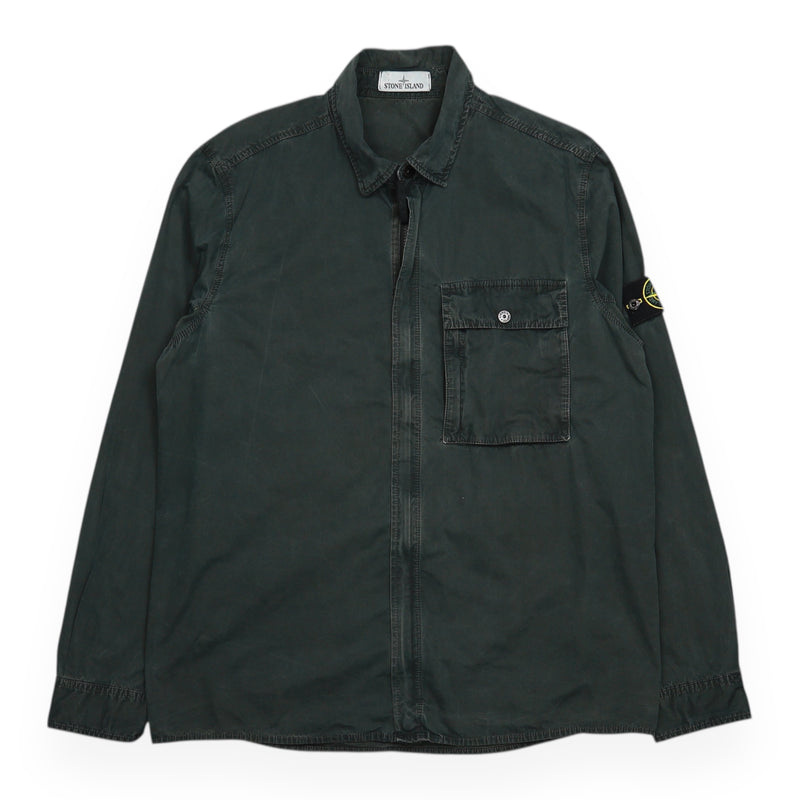 Stone Island A/W 17 Garment Dyed Cotton Overshirt in Black, front
