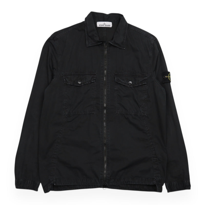 Stone Island A/W 18 Garment Dyed Cotton Overshirt in Black, front