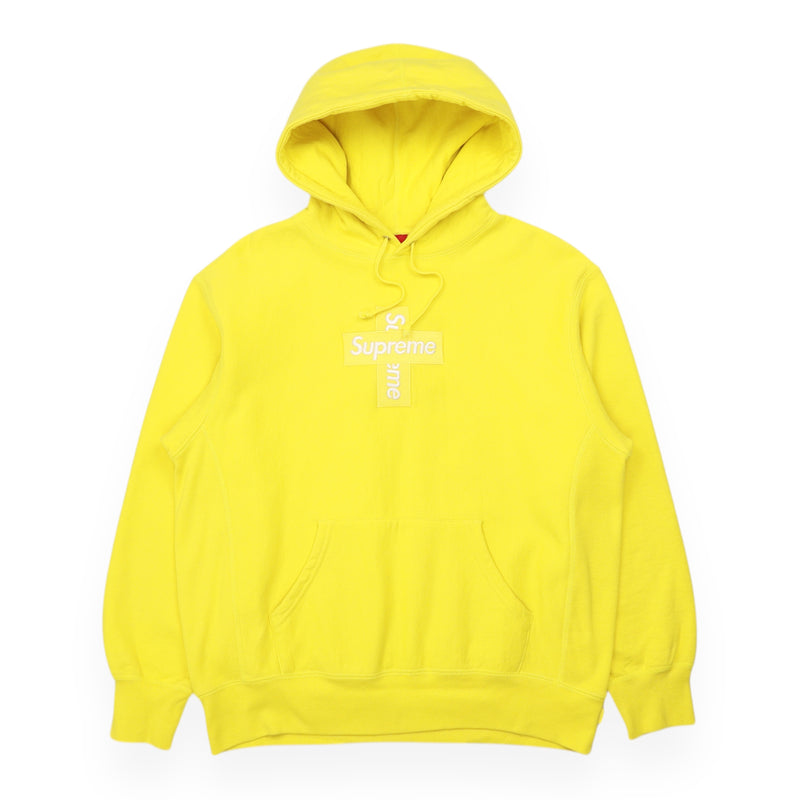 Supreme Cross Box Logo Hoodie in Yellow, front