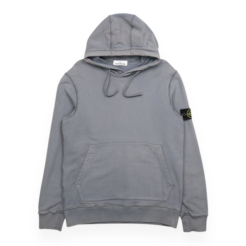 Stone Island A/W 21 Garment Dyed Popover Hoodie in Grey, front