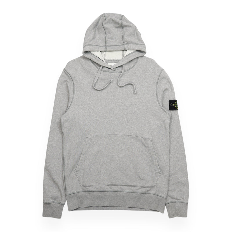 Stone Island S/S 20 Garment Dyed Popover Hoodie in Grey, front