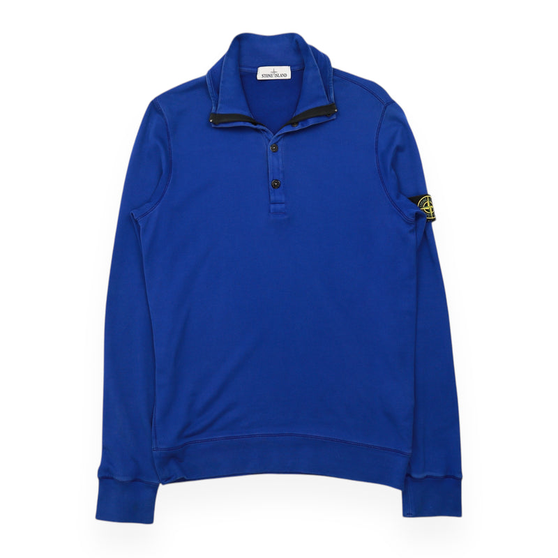 Stone Island S/S 16 Garment Dyed 1/4 Zip Sweatshirt in Royal Blue, front
