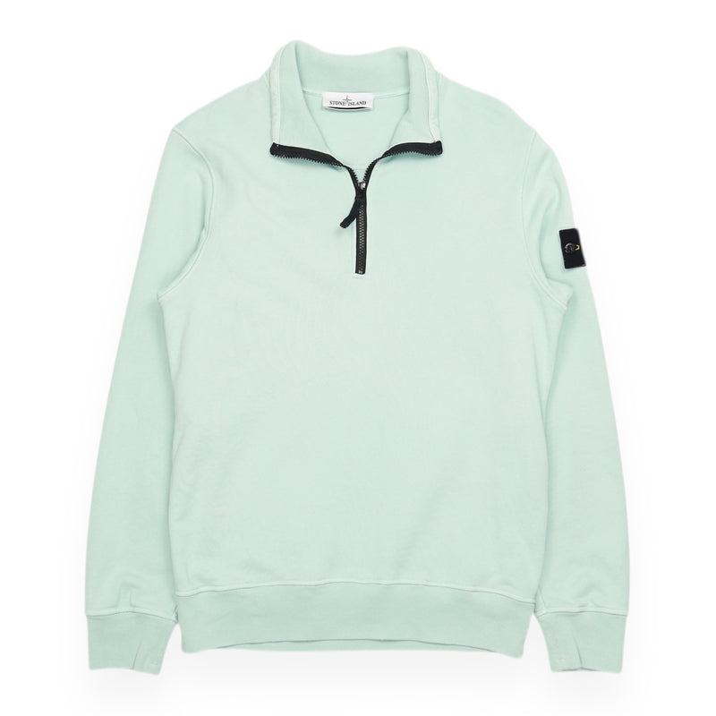 Stone Island S/S 22 Half Zip Sweatshirt in Baby Blue, front