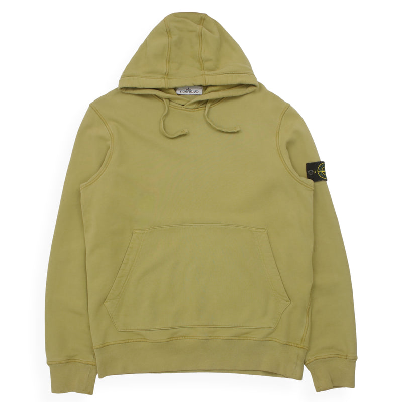 Stone Island A/W 21 Garment Dyed Hoodie in Yellow, front