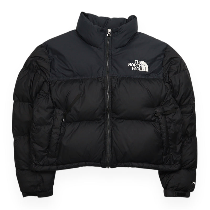 The North Face 700 Nuptse Cropped Puffer Jacket in Black, front
