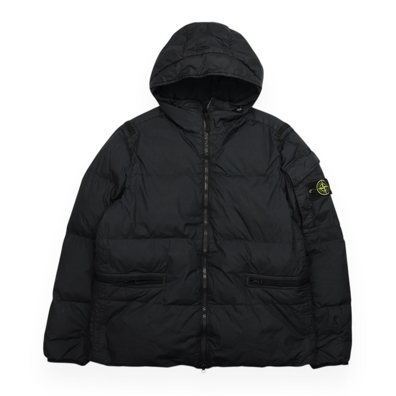 Stone Island A/W 22 Garment Dyed Crinkle Reps R-NY Down Puffer Jacket in Black, front
