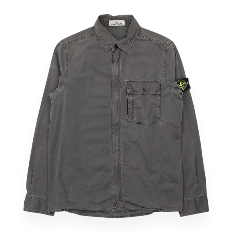 Stone Island A/W 17 Garment Dyed Cotton Pocket Overshirt in Grey, front