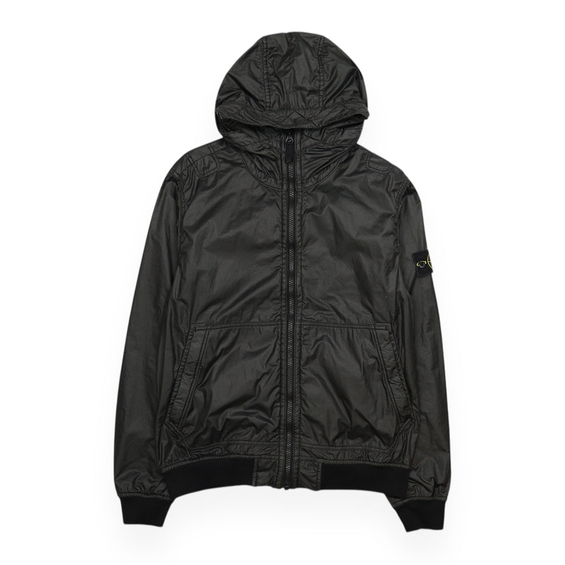 Stone Island A/W 18 Lamy Flock Hooded Jacket in Black, front
