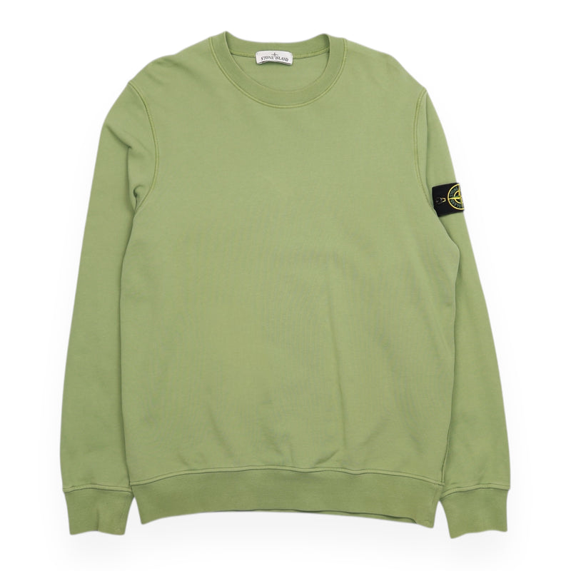 Stone Island S/S 23 Garment Dyed Sweatshirt in Green, front