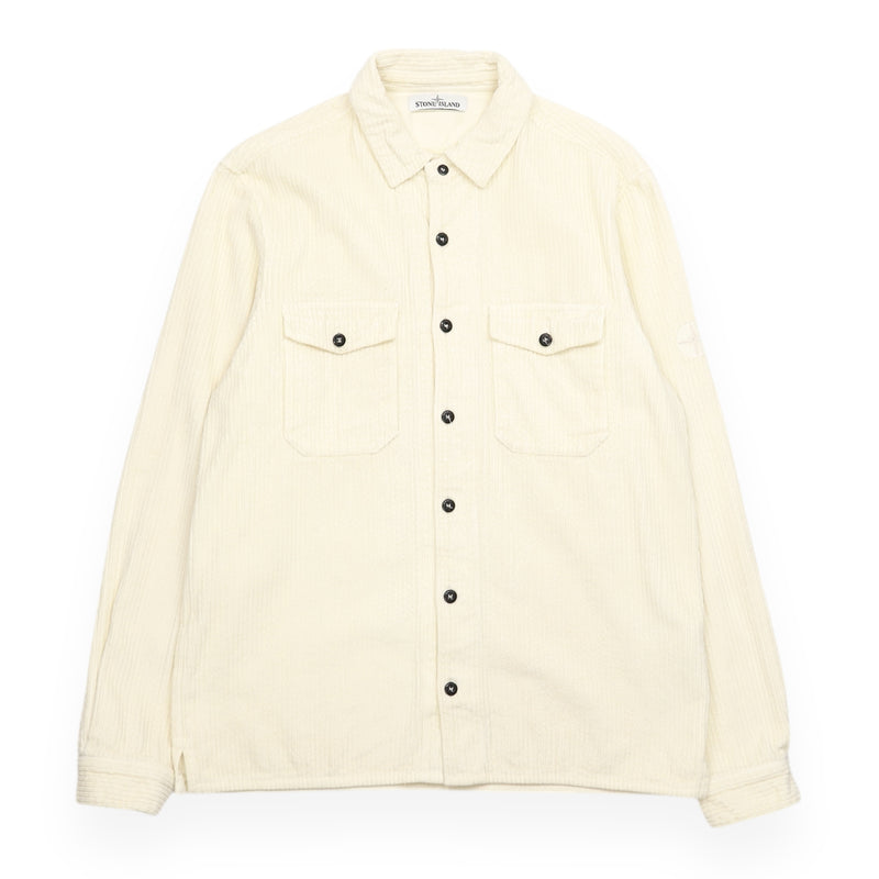 Stone Island A/W 20 Corduroy 2-Pocket Overshirt in Cream, front