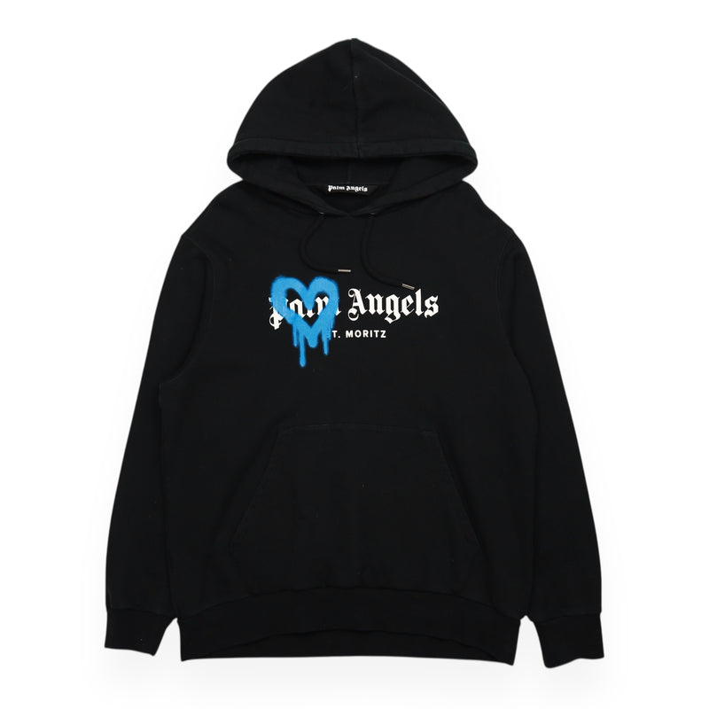 Palm Angels St Mortiz Spray Hoodie in Black, front