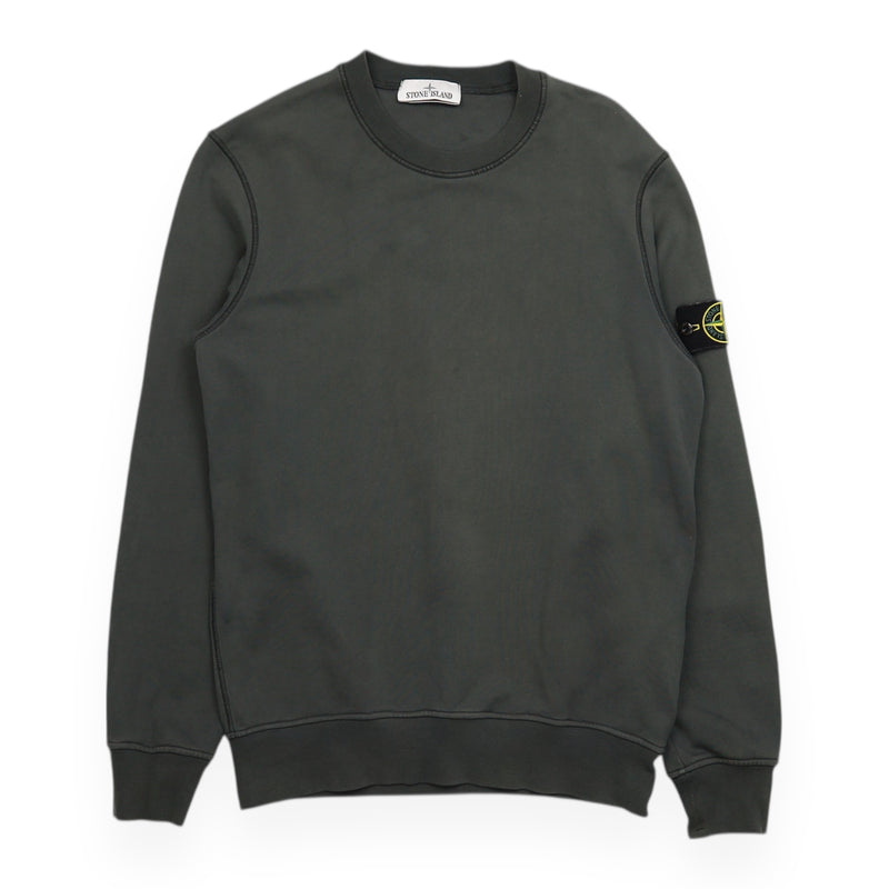 Stone Island S/S 23 Garment Dyed Sweatshirt in Charcoal Grey, front