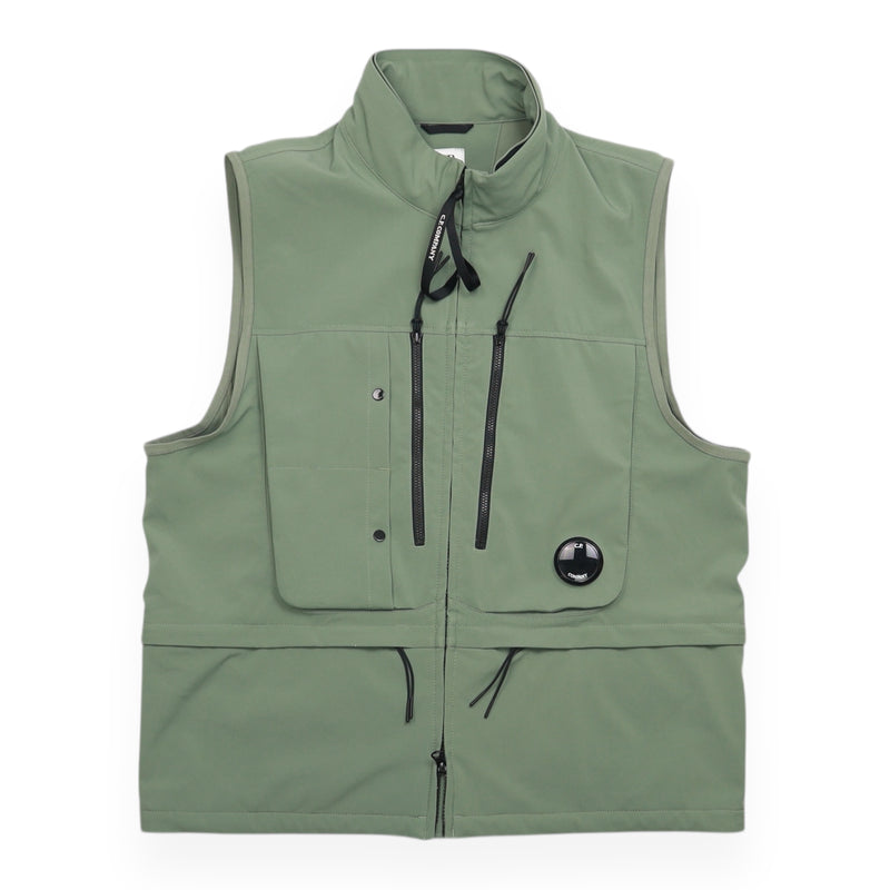 C.P. Company S/S 24 Shell-R Utility Vest in Green, front