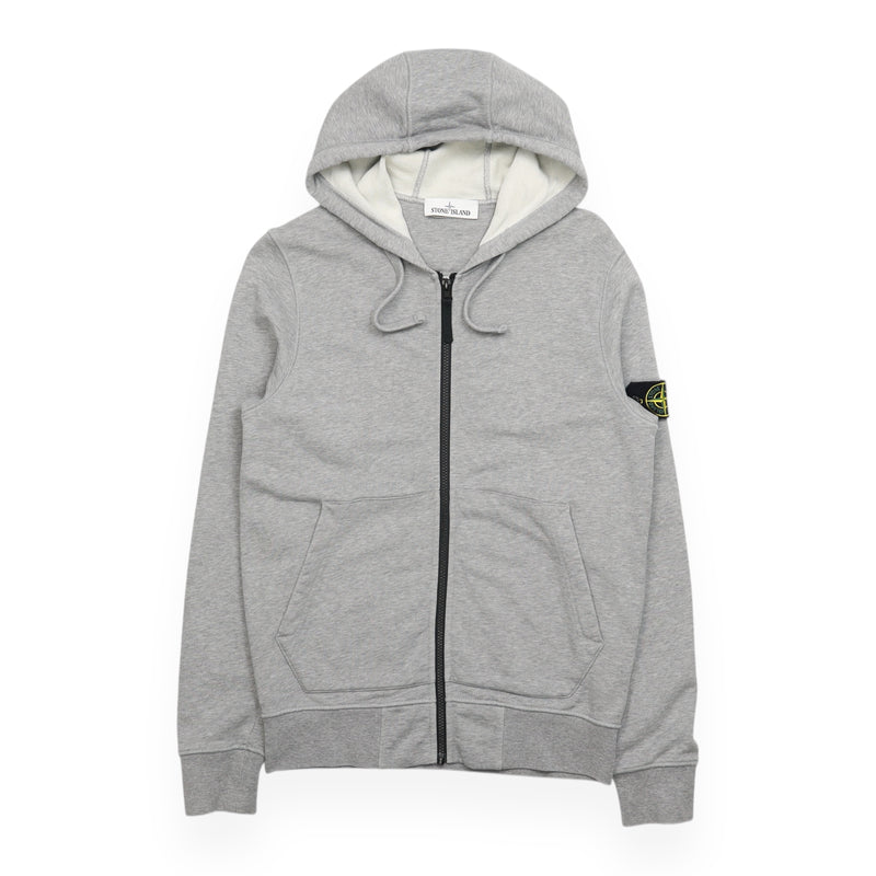 Stone Island S/S 21 Full Zip Hoodie in Grey, front