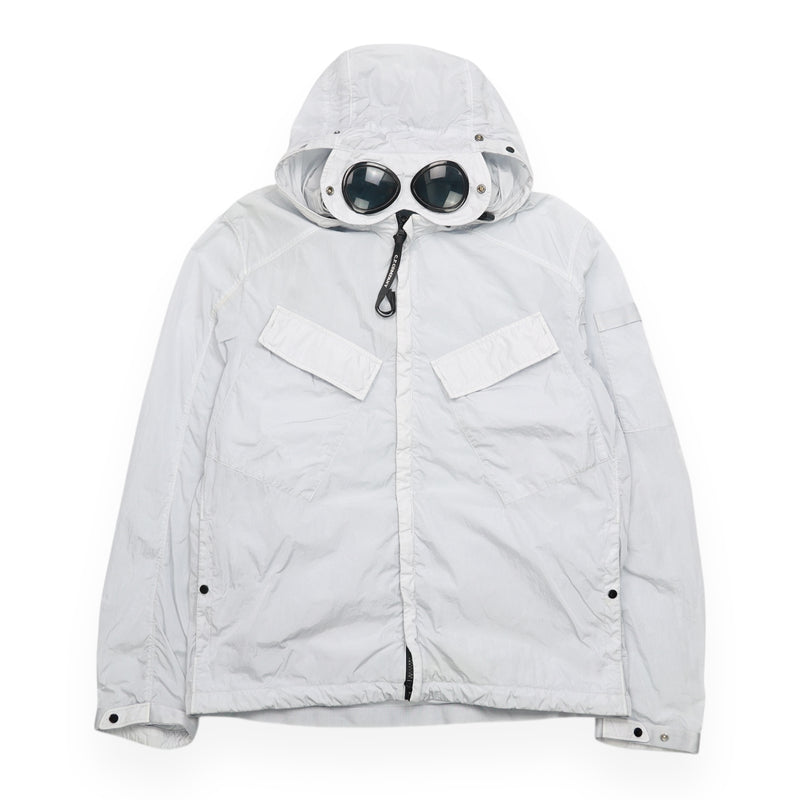 C.P. Company S/S 21 Nylon Goggle Overshirt in Baby Blue, front