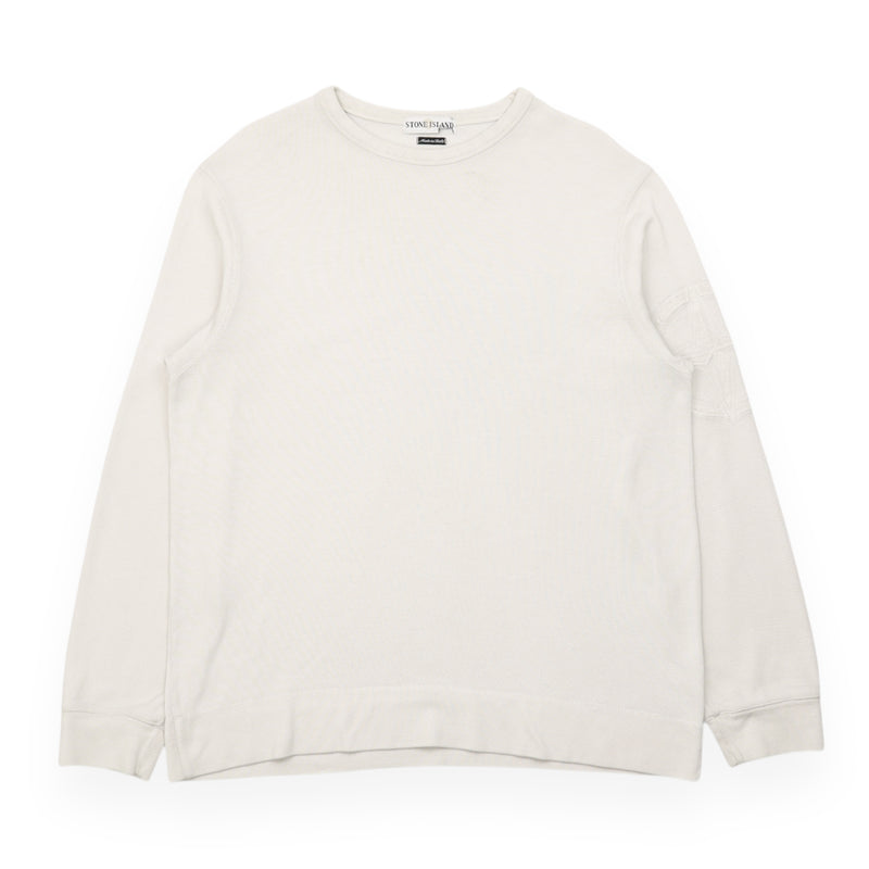 Stone Island Embroidered Arm Logo Sweatshirt in White, front