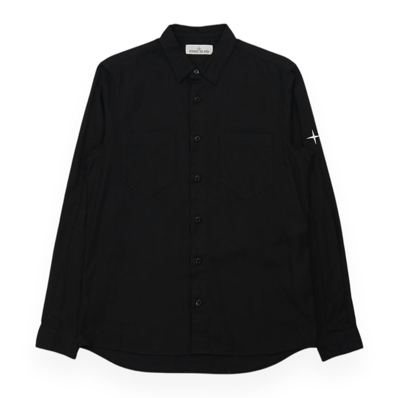 Stone Island S/S 18 Compass Arm Logo Overshirt in Black, front