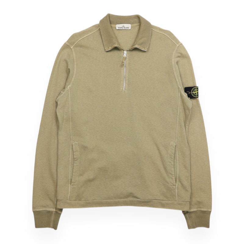 Stone Island A/W 17 Garment Dyed Half Zip Jumper in Sand, front