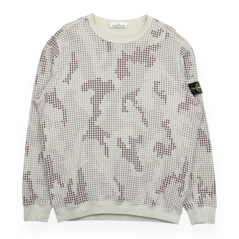 Stone Island A/W 17 Check Grid Camo Jumper in Grey, front