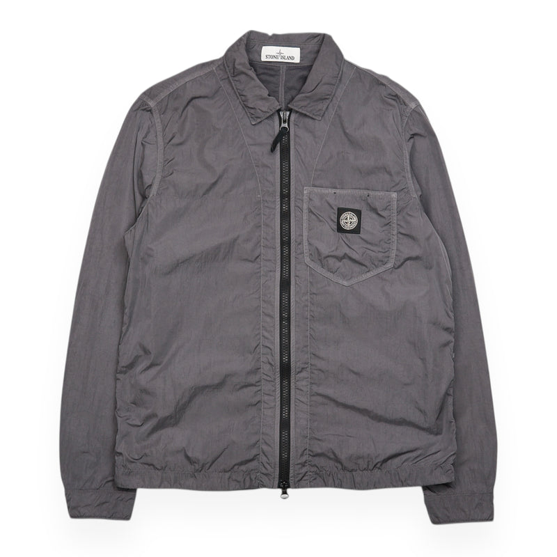 Stone Island S/S 20 Nylon Metal Patch Overshirt in Grey, front