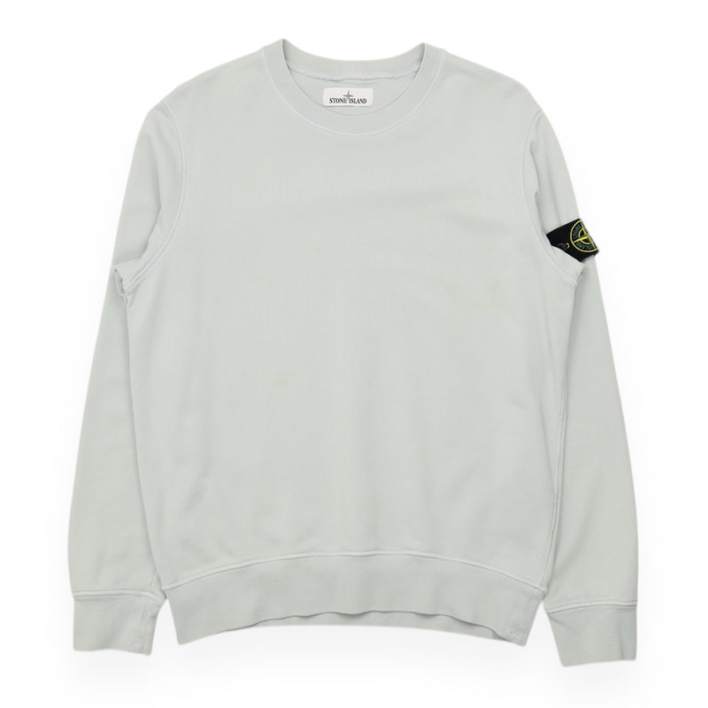 Stone Island S/S 20 Garment Dyed Sweatshirt in Baby Blue, front