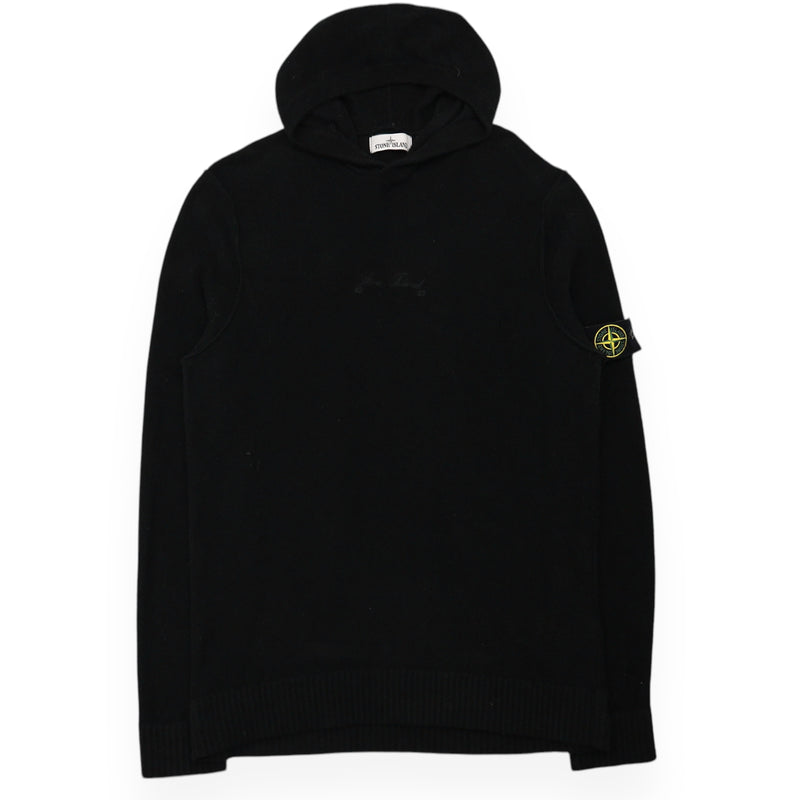 Stone Island A/W 22 40th Anniversary Boucle Knit Hoodie in Black, front