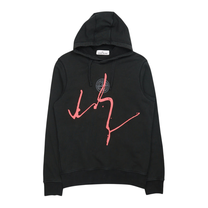 Stone Island S/S 22 “Ink Three” Embroidered Hoodie in Black, front