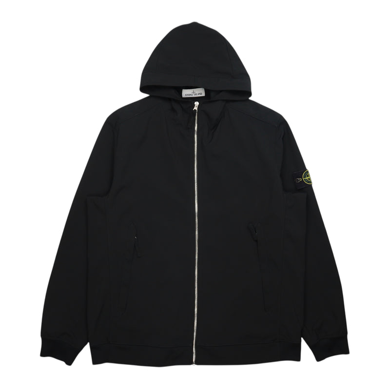 Stone Island S/S 20 Light Soft Shell-R Jacket in Black, front