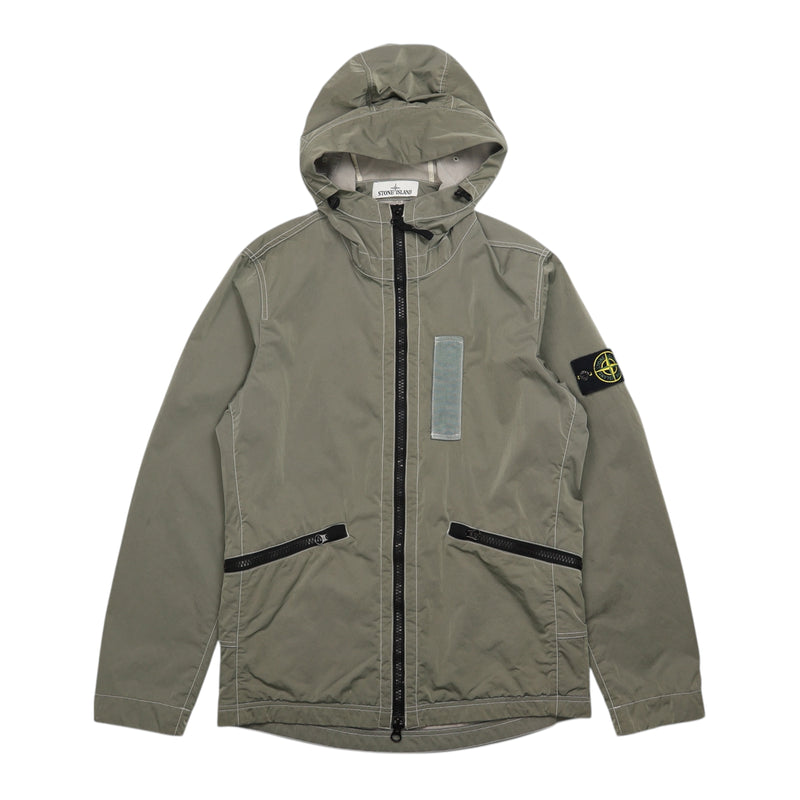 Stone Island A/W 17 Nylon Metal Flock Jacket in Green, front