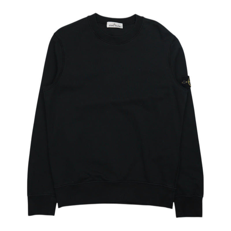 Stone Island S/S 22 Garment Dyed Sweatshirt in Black, front