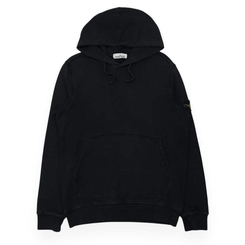 Stone Island A/W 19 Garment Dyed Popover Hoodie in Black, front