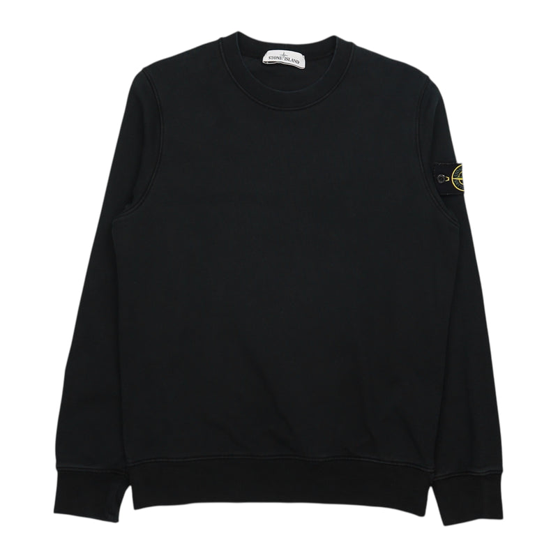 Stone Island S/S 21 Garment Dyed Sweatshirt in Black, front