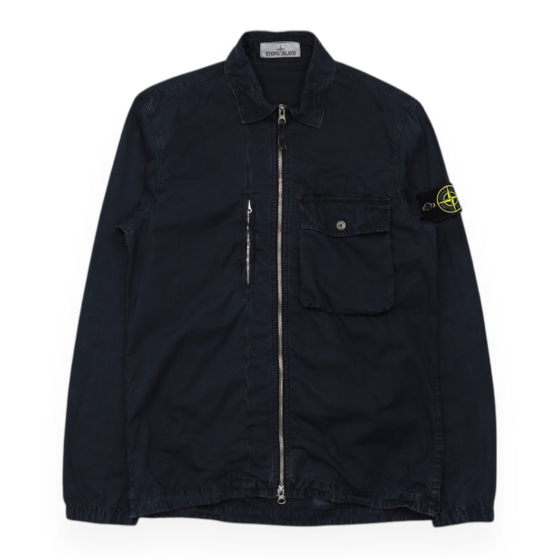 Stone Island S/S 19 Garment Dyed Pocket Overshirt in Navy, front