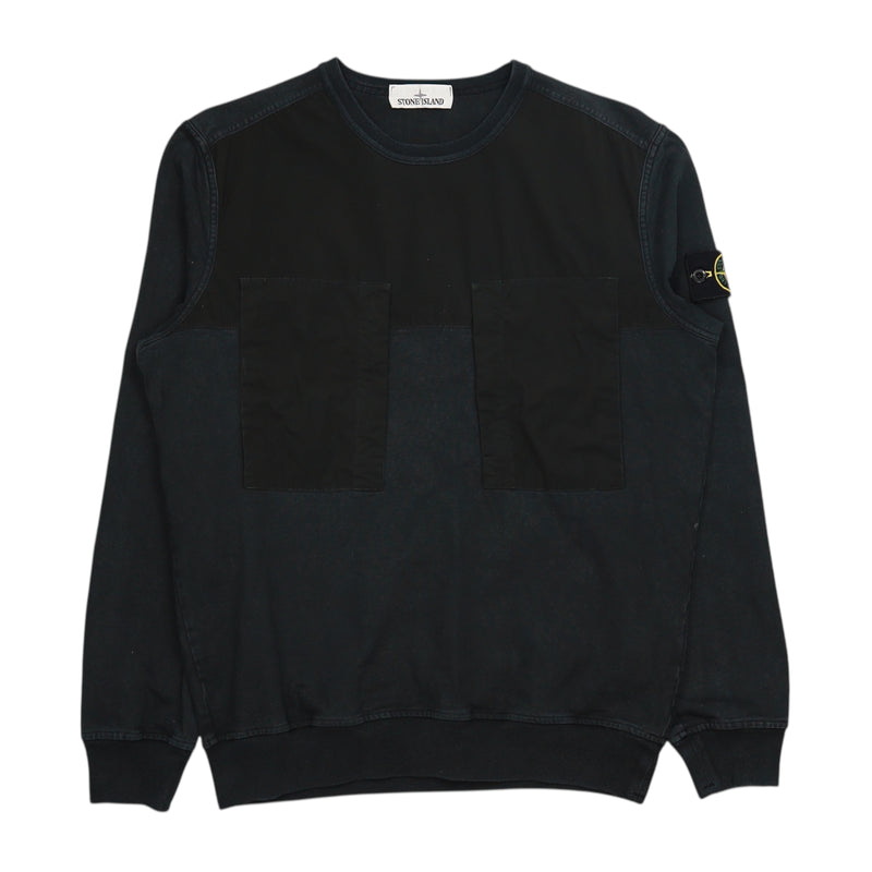 Stone Island S/S 20 Mussola Gommata Pocket Sweatshirt in Black, front