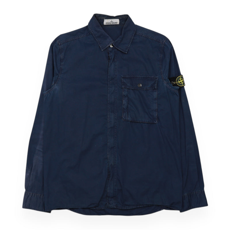 Stone Island A/W 17 Garment Dyed Cotton Pocket Overshirt in Navy, front