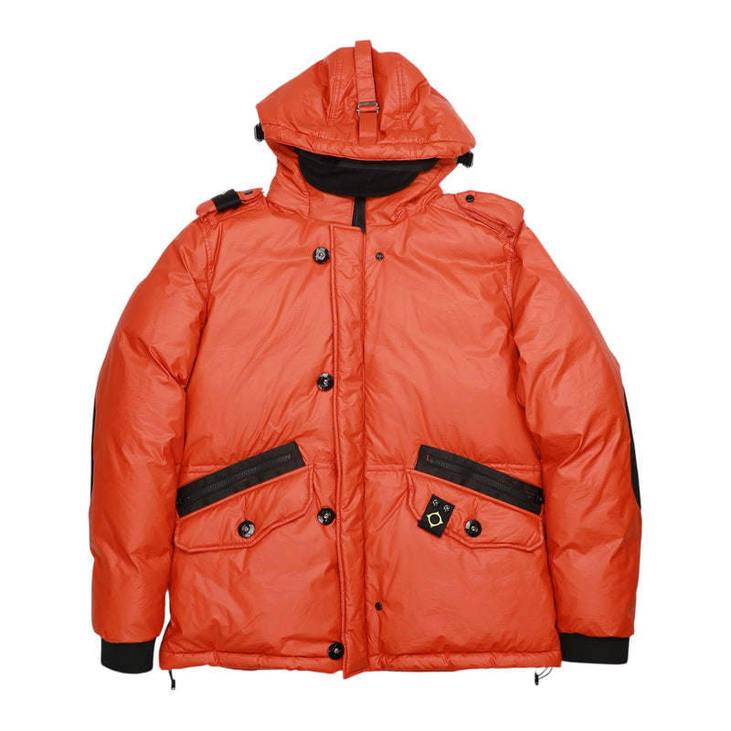 MA.STRUM Rip Stop Nylon Quilted Puffer Jacket in Orange, front