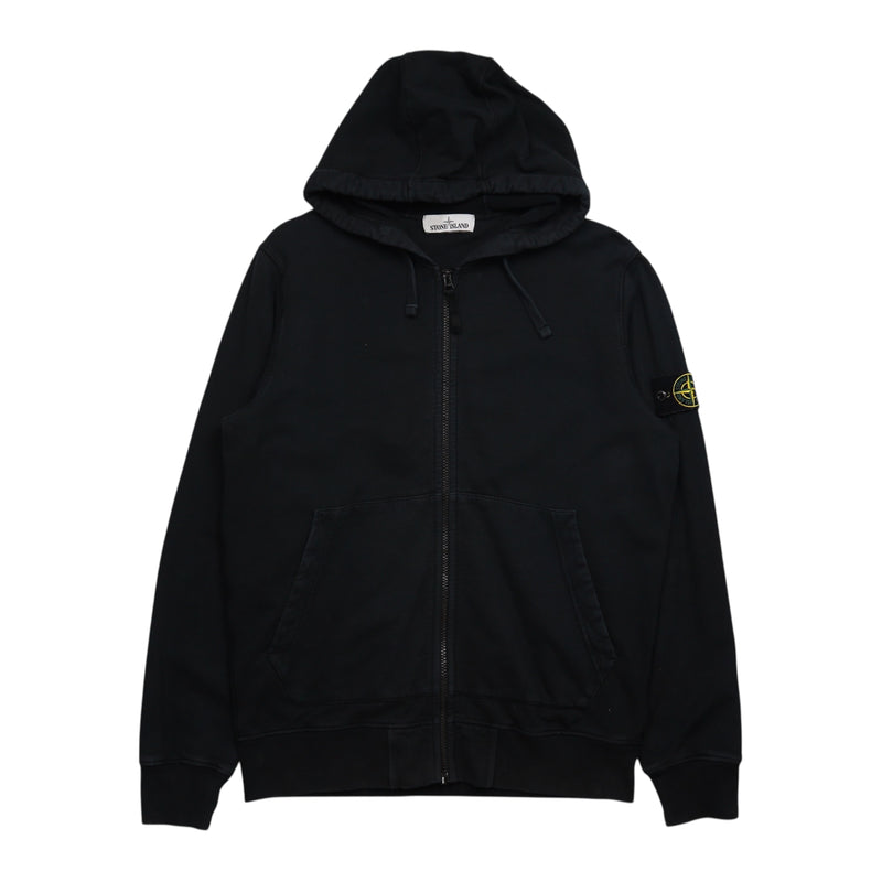 Stone Island A/W 20 Full Zip Hoodie in Black, front