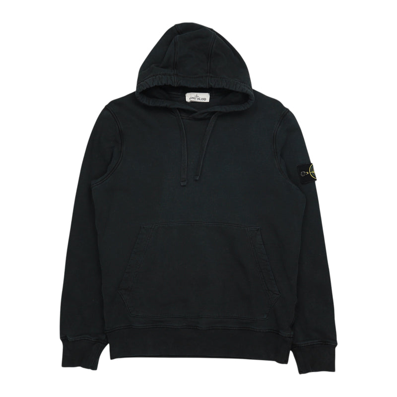 Stone Island A/W 21 Garment Dyed Popover Hoodie in Black, front