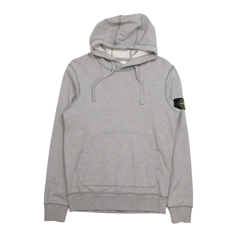 Stone Island S/S 20 Garment Dyed Popover Hoodie in Grey, front