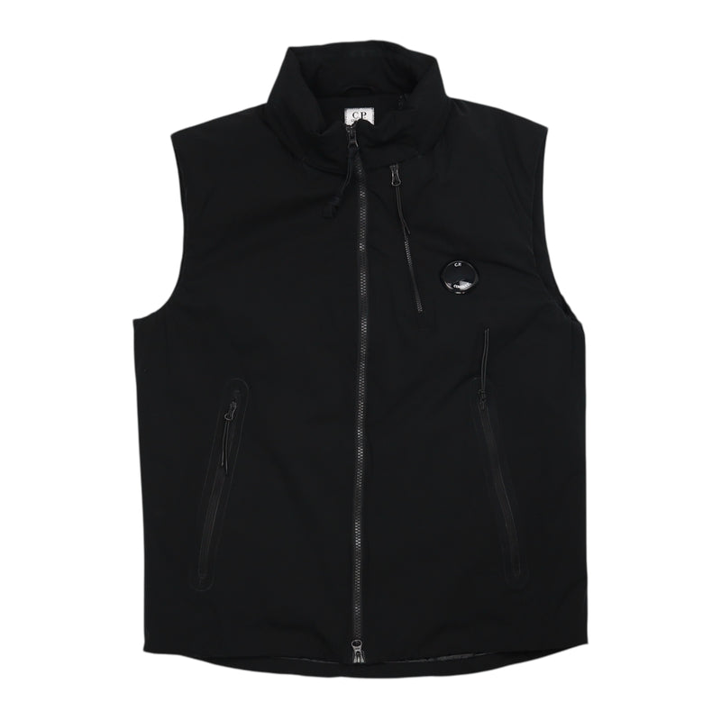 C.P. Company Pro-Tek Superflex Technical Lens Gilet in Black, front
