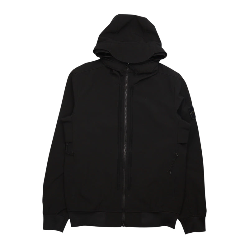 Stone Island S/S 22 Soft Shell-R e-dye Jacket in Black, front