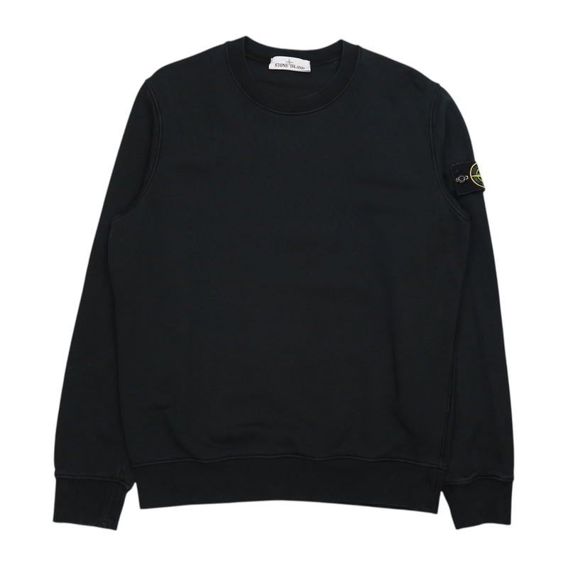 Stone Island S/S 21 Garment Dyed Sweatshirt in Black, front