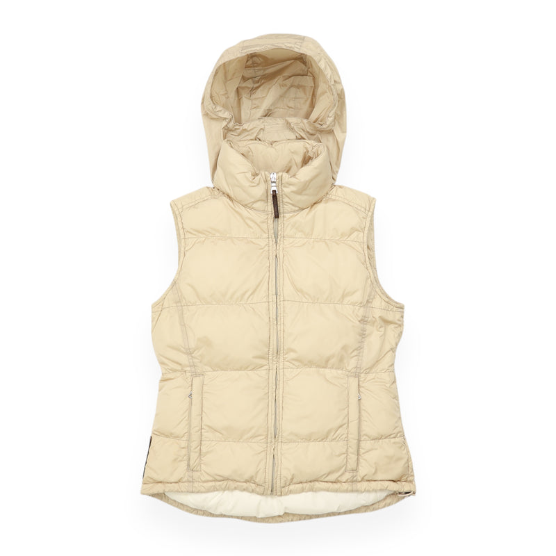 Prada Padded Down Logo Gilet in Cream, front