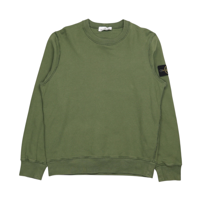 Stone Island A/W 21 Garment Dyed Sweatshirt in Green, front