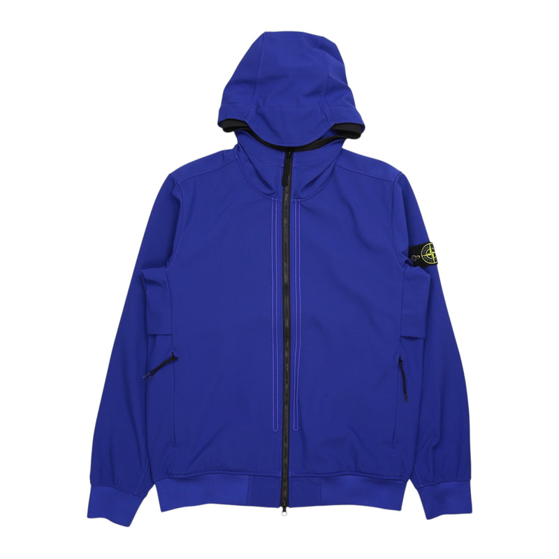 Stone Island S/S 22 Soft Shell-R e-dye Jacket in Blue, front