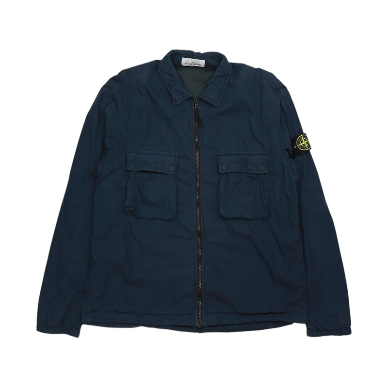 Stone Island A/W 19 Garment Dyed Safari Overshirt in Navy, front