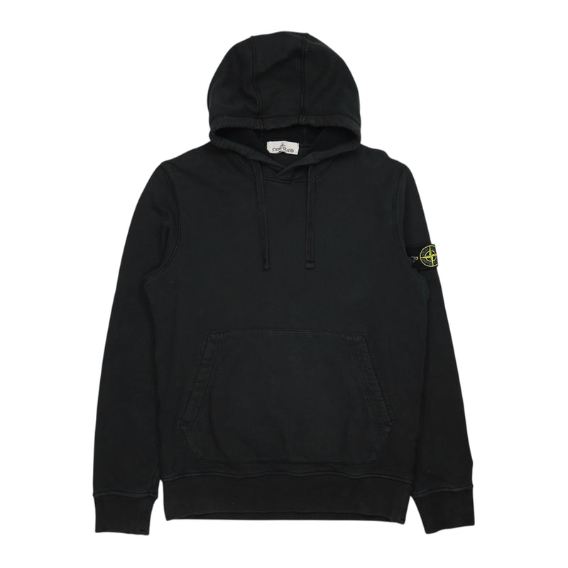 Stone Island A/W 22 Garment Dyed Popover Hoodie in Black, front