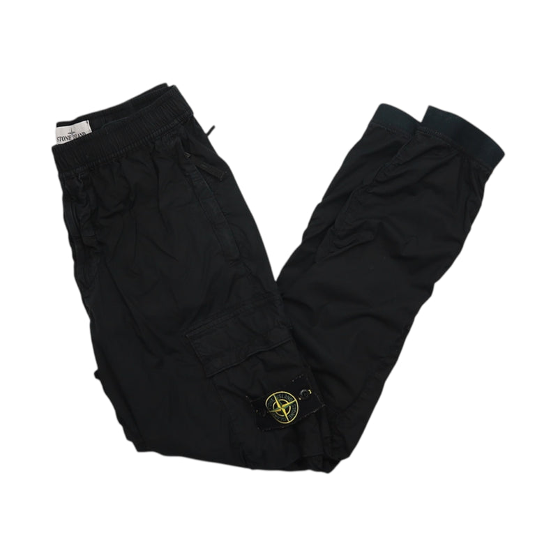 Stone Island S/S 22 Stretch Cotton Tela Paracadute Cargo Pants in Black, front