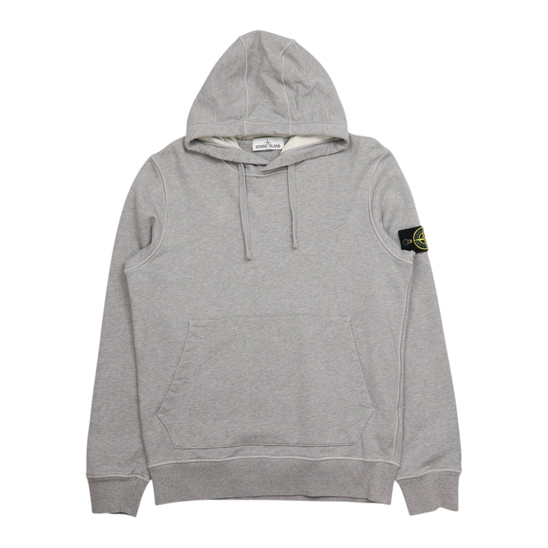 Stone Island S/S 21 Garment Dyed Popover Hoodie in Grey, front