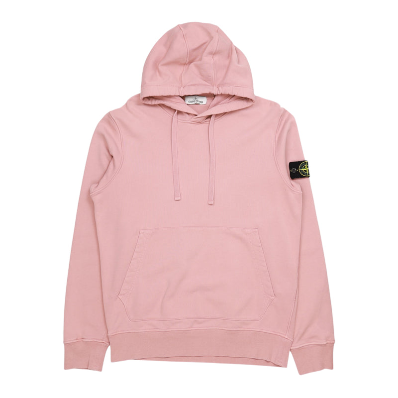 Stone Island S/S 21 Garment Dyed Popover Hoodie in Pink, front
